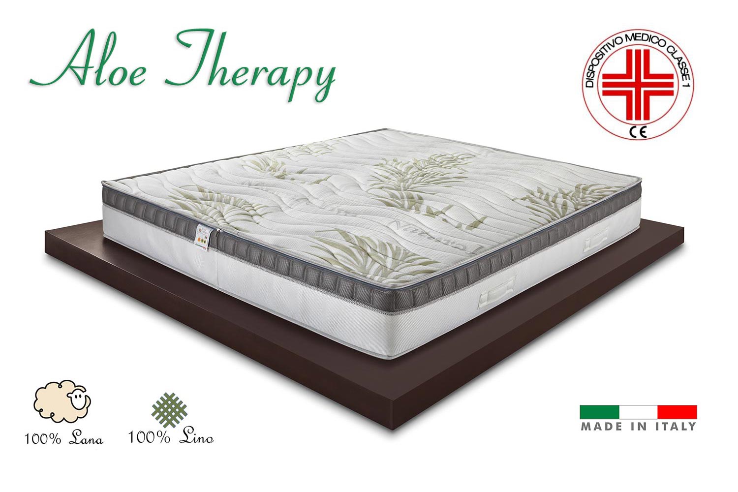 ALOE THERAPY - Materasso Memory alto 26 cm dispositivo medico Classe 1 detraibile , 7 cm Memory, Rivestimento sfoderabile