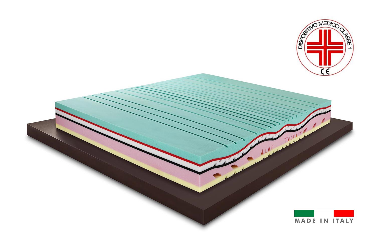 ALOE THERAPY - Materasso Memory alto 26 cm dispositivo medico Classe 1 detraibile , 7 cm Memory, Rivestimento sfoderabile