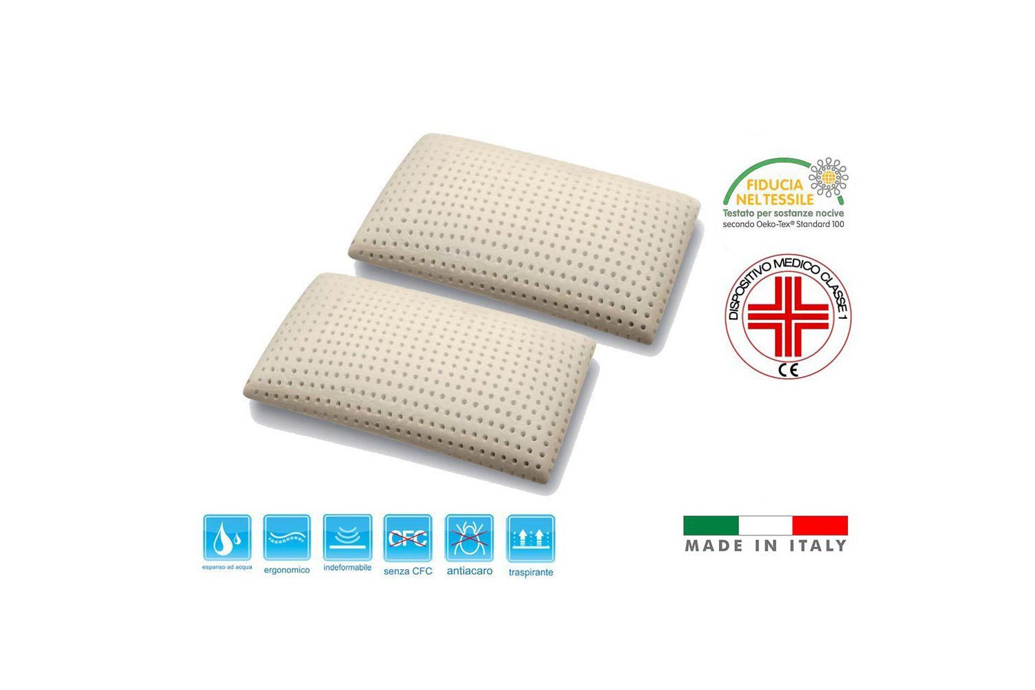 ALOE THERAPY - Materasso Memory alto 26 cm dispositivo medico Classe 1 detraibile , 7 cm Memory, Rivestimento sfoderabile